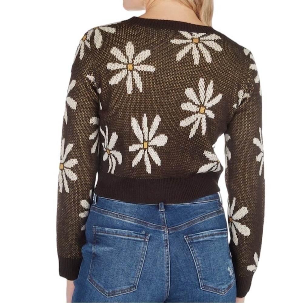 Full Circle Trends Juniors Woven Daisy Sweater - Black - Picture 2 of 2
